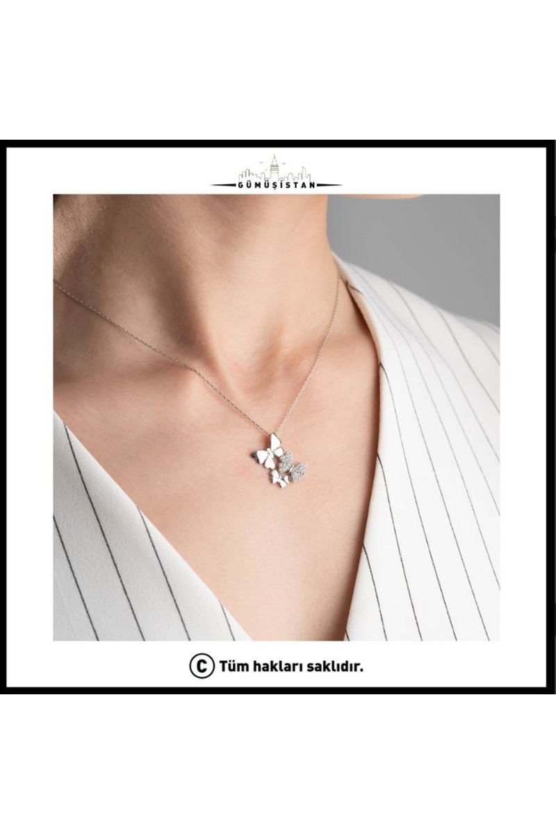 925 Ayar Gümüş Kelebek Kolye