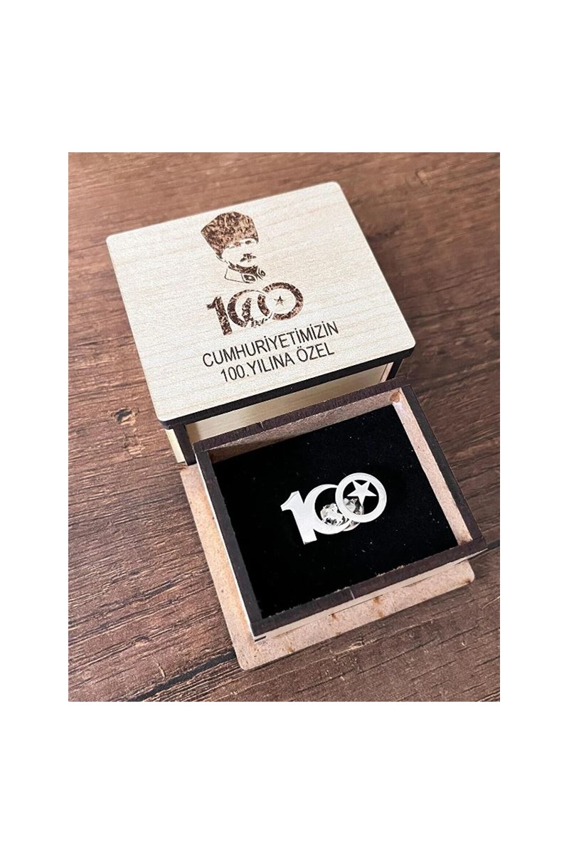 Rodyum Kaplama Cumhuriyetin 100. Yılına Özel Tasarlanmış Broş