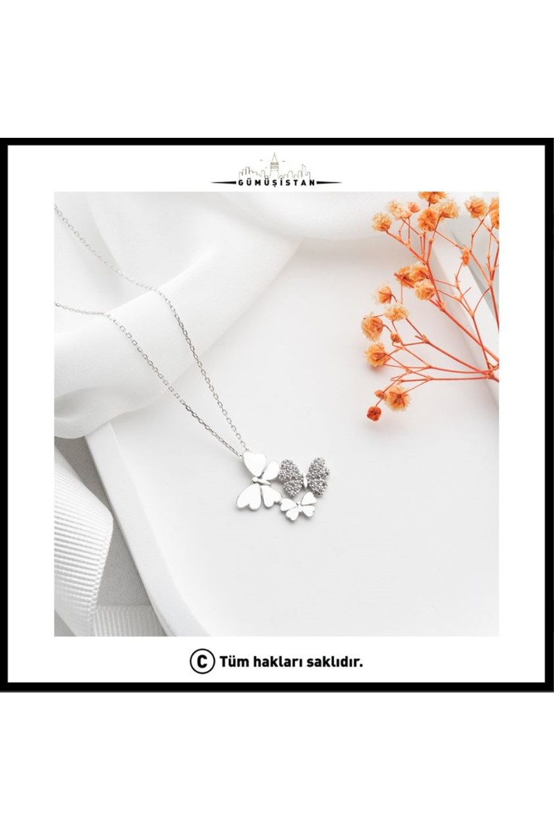 925 Ayar Gümüş Kelebek Kolye
