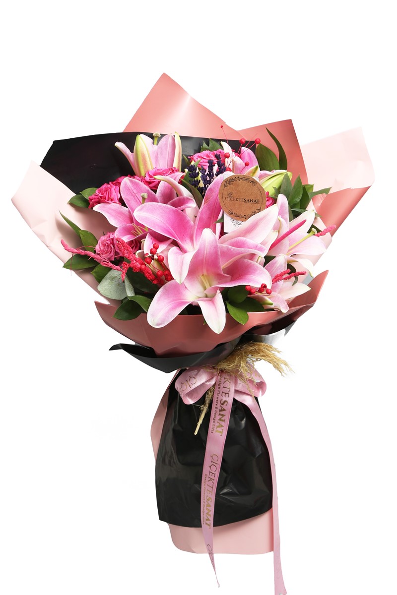 Pink Lilyum Çiçek Buketi