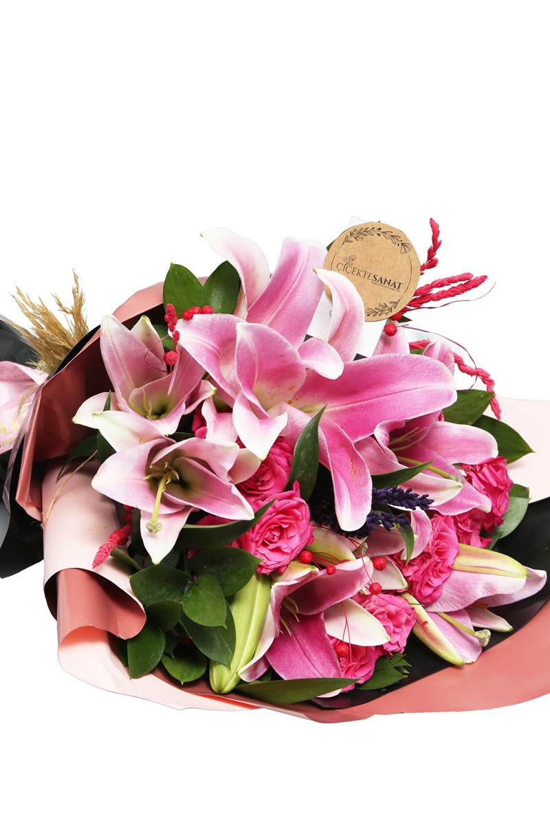 Pink Lilyum Çiçek Buketi