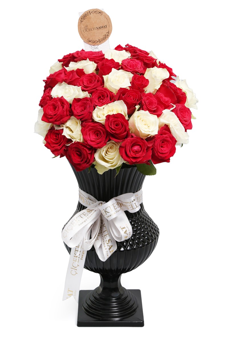 Crystal Red ve White Love Flower - 1