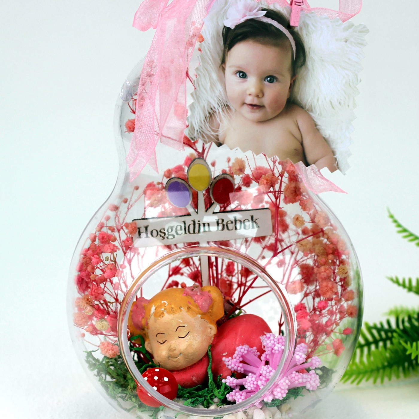 Kişiselleştirilebilir Fotoğraflı Teraryum Armut Hoşgeldin Bebek Kız - 3