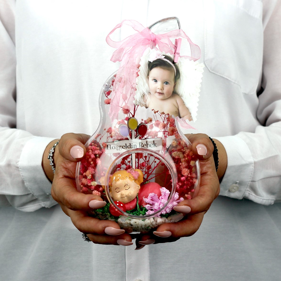 Kişiselleştirilebilir Fotoğraflı Teraryum Armut Hoşgeldin Bebek Kız - 4