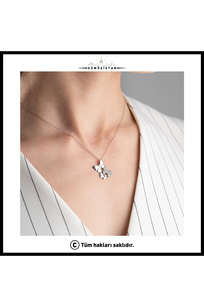 925 Ayar Gümüş Kelebek Kolye