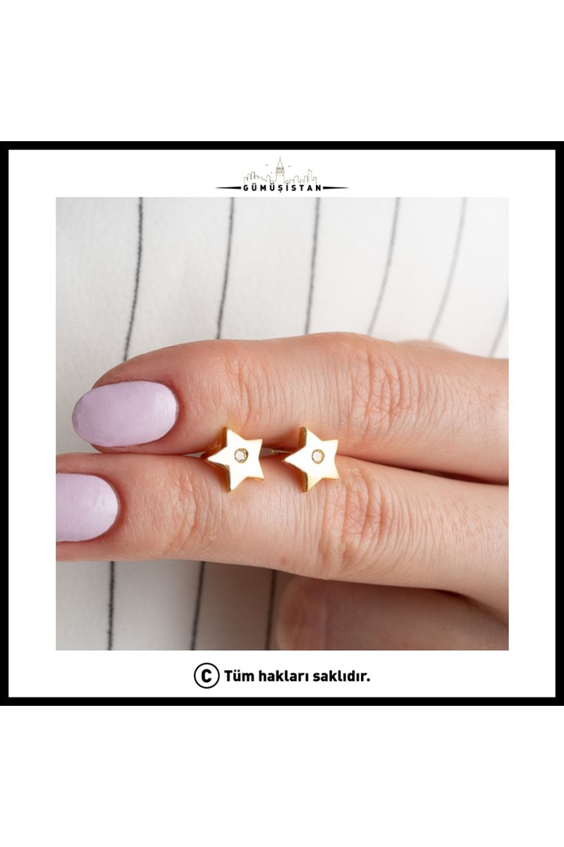 925 Ayar Gümüş Minimal Yıldız Küpe