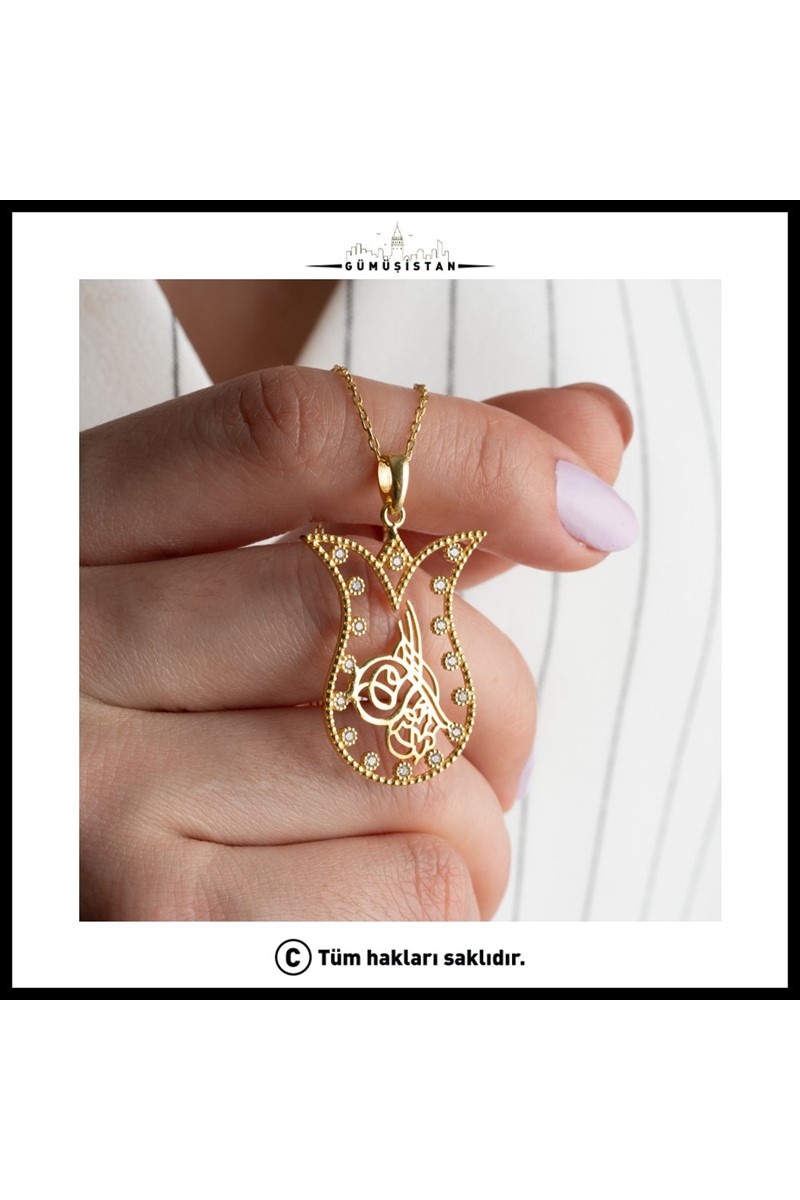 925 Ayar Gümüş Lale Desen Kolye