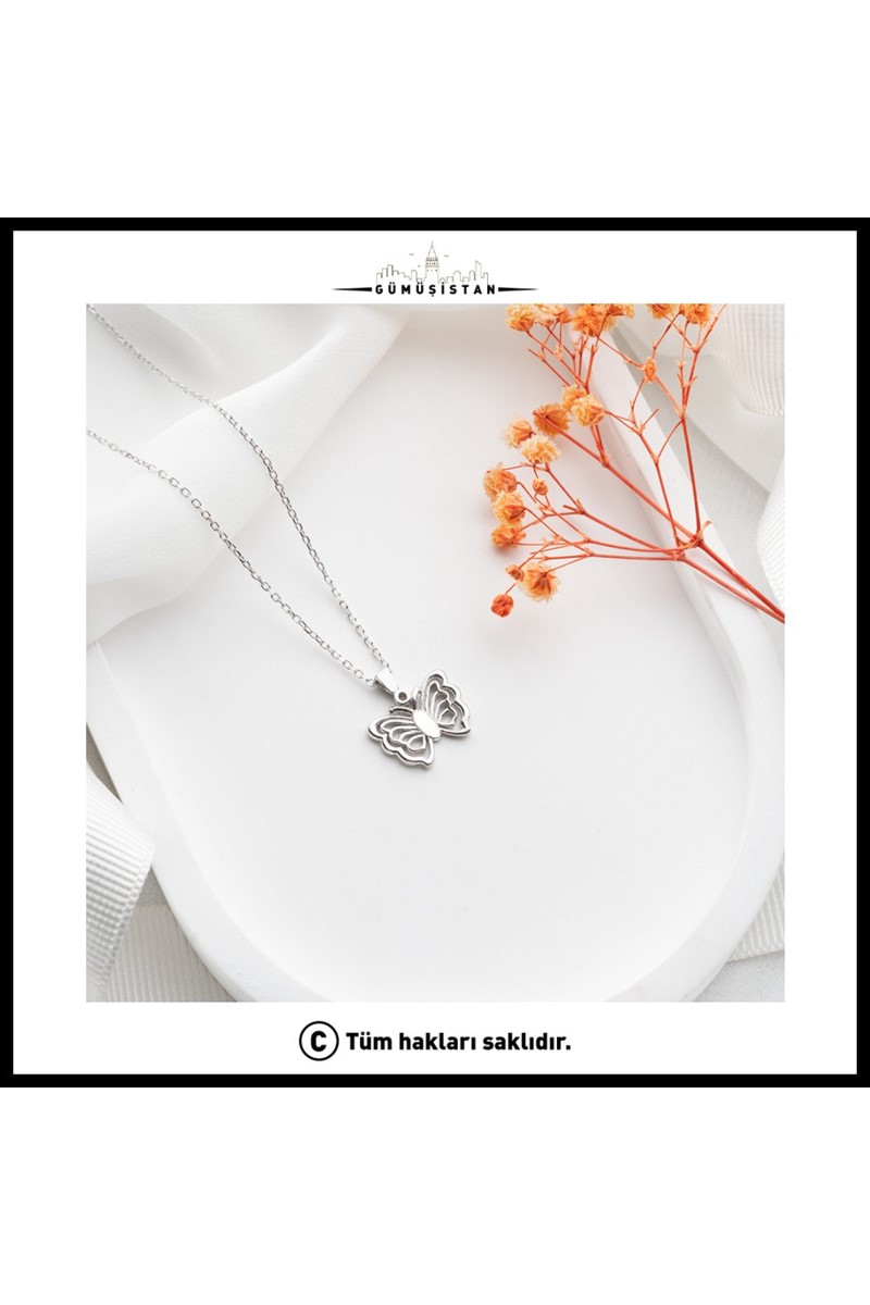 925 Ayar Gümüş Kelebek Kolye
