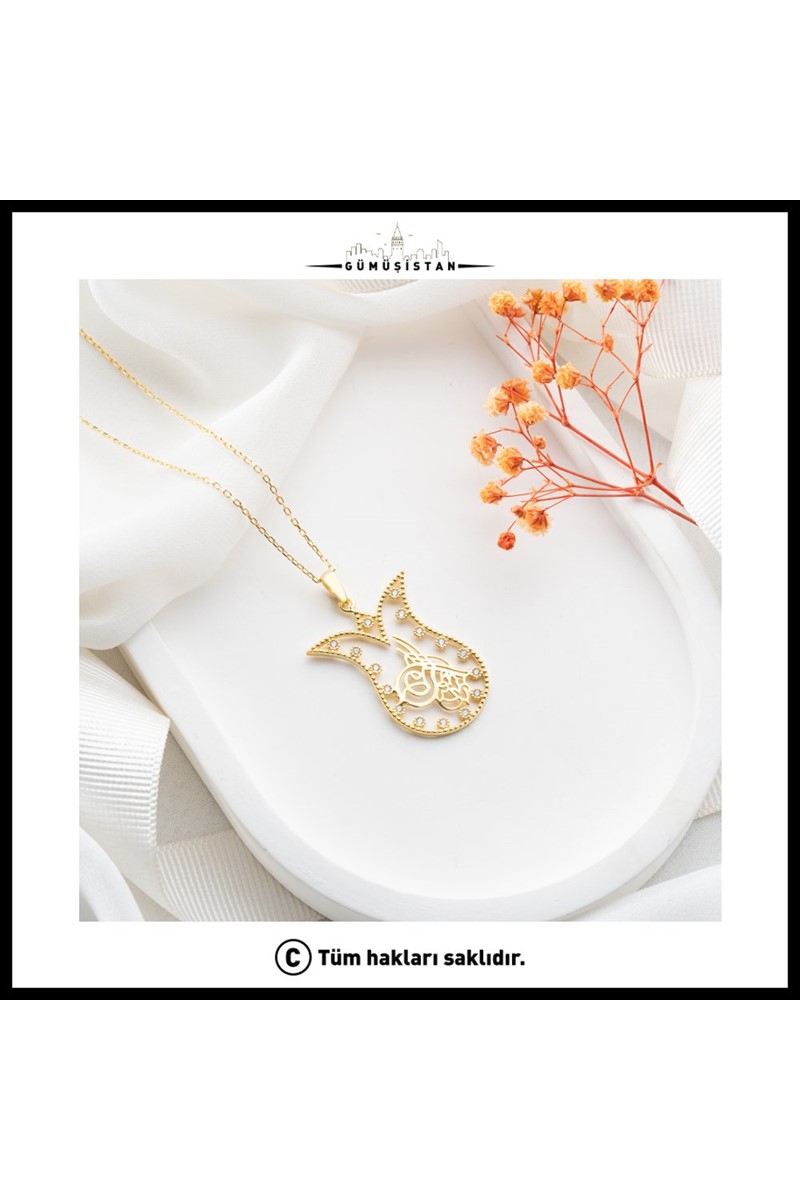 925 Ayar Gümüş Lale Desen Kolye