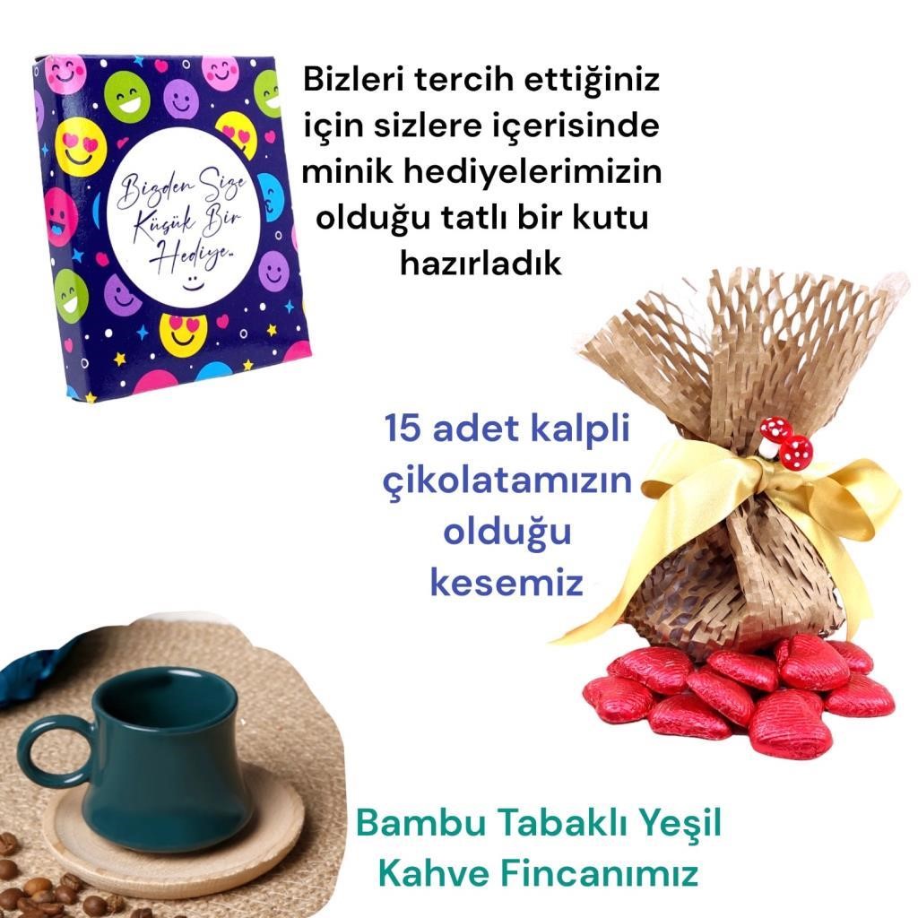 Kişiye Özel Fotoğraflı 2li Yeşil Fincan, Tütsülük Doğum Günü Hediye Seti