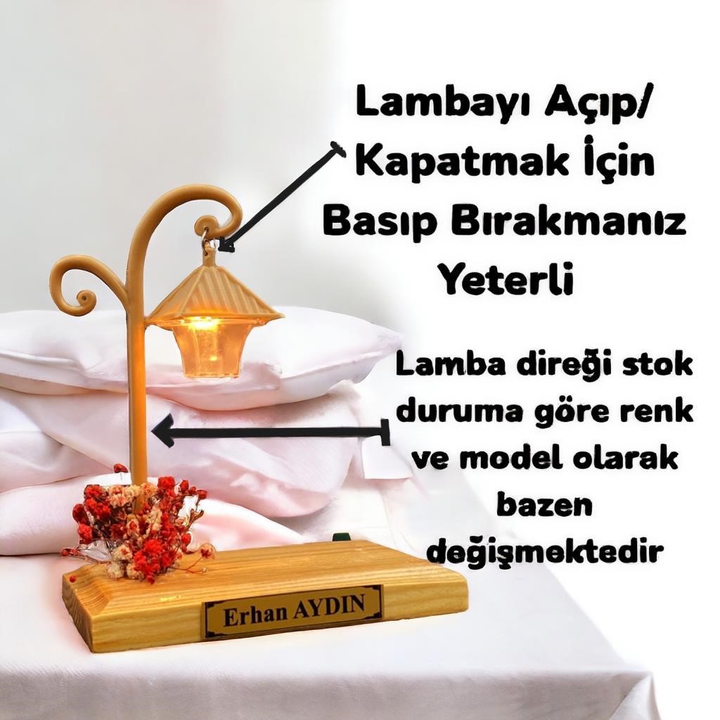 Kişiye Özel Tasarım Sırt Sırta Sevgililer Ahşap Masa Lambası