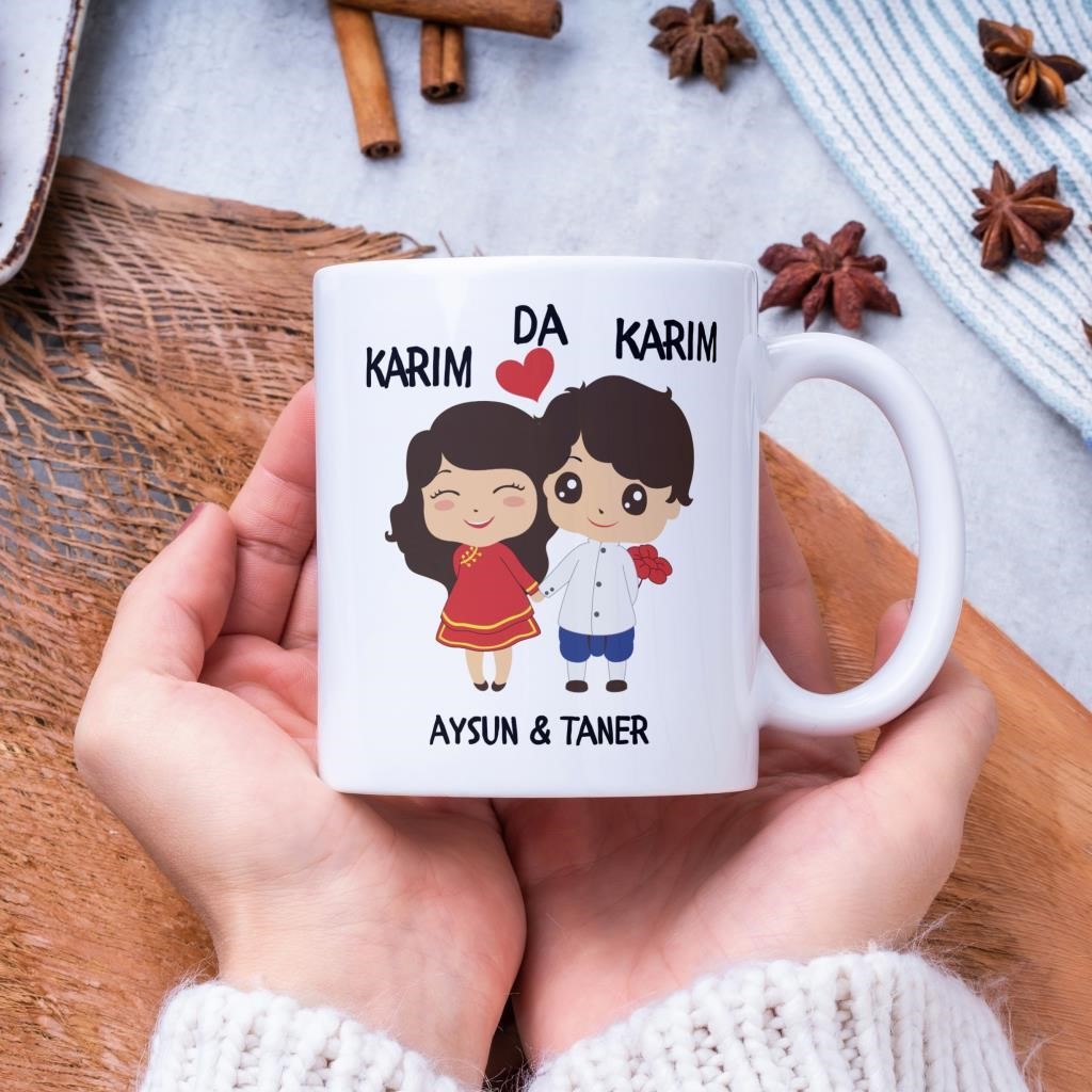 Kişiye Özel Tasarım Süper Tatlı Çift 2li Kupa Bardak Seti Hediyesi