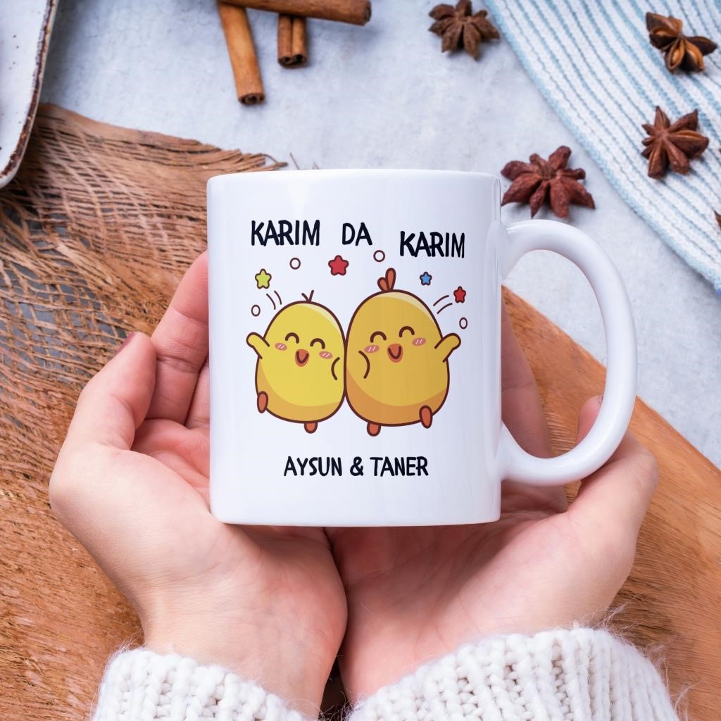 Kişiye Özel Tasarım Tatlı Civcivler 2li Kupa Bardak Seti Hediyesi