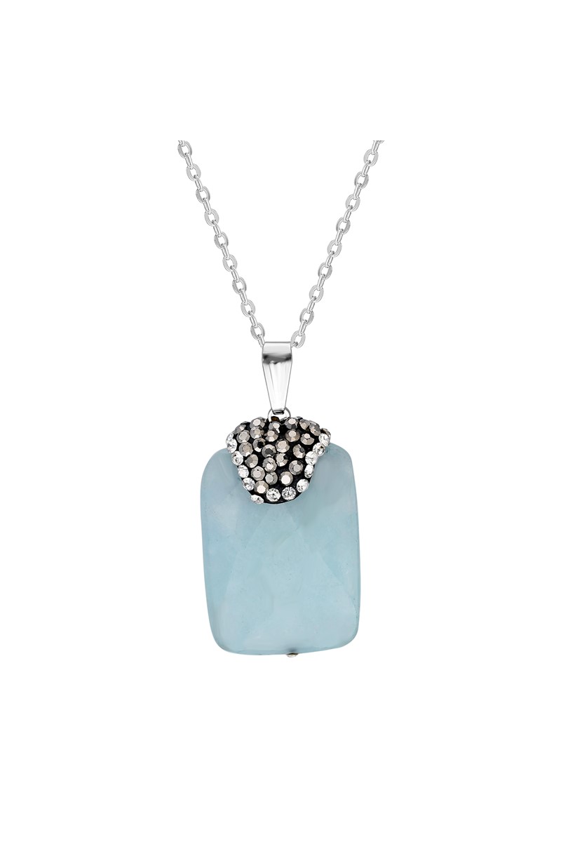 Gümüş Zincirli Kuvars Kolye - Doğal Taş PS0473