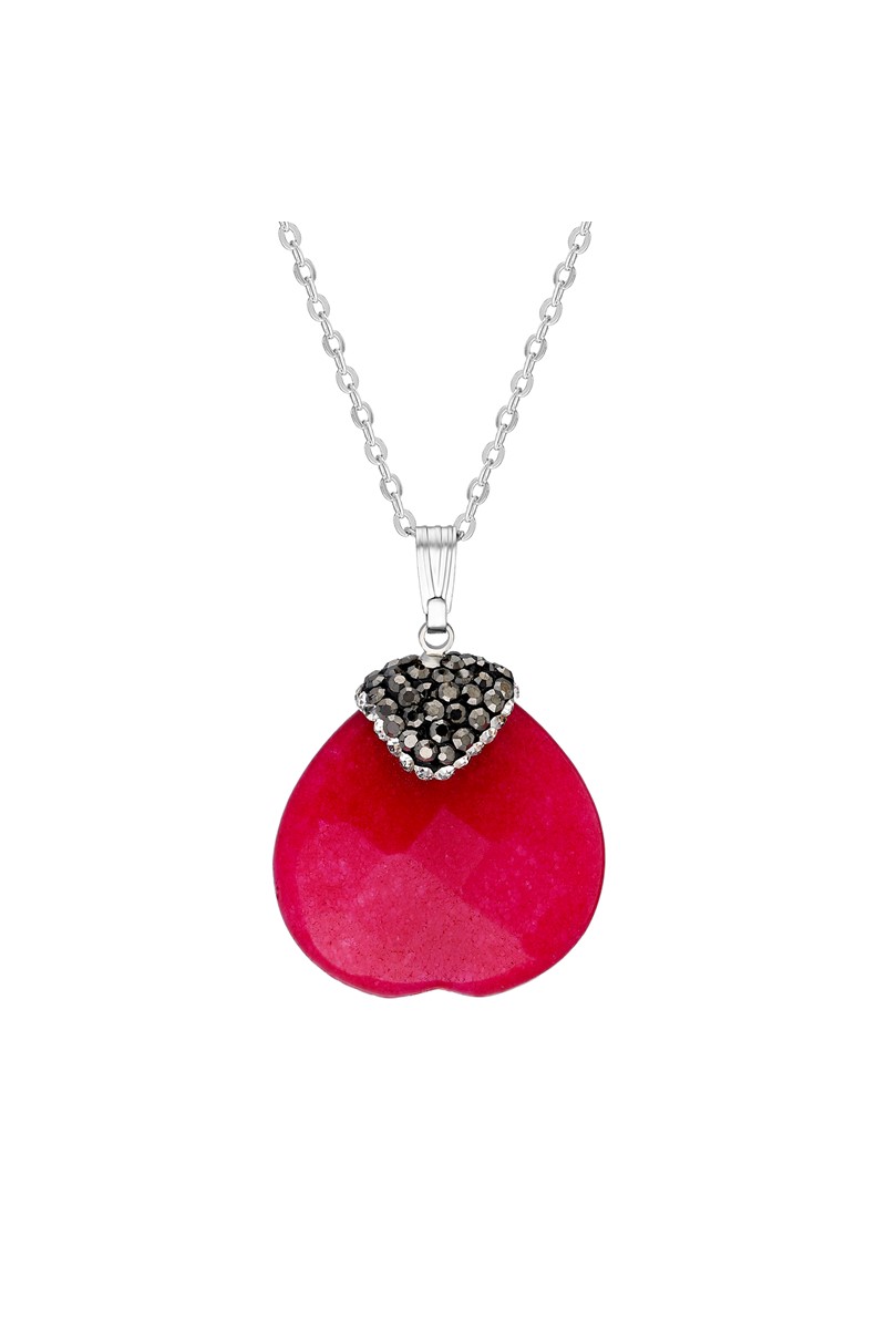 Gümüş Zincirli Bayan Pembe Kuvars Doğal Taş Kolye PS0474