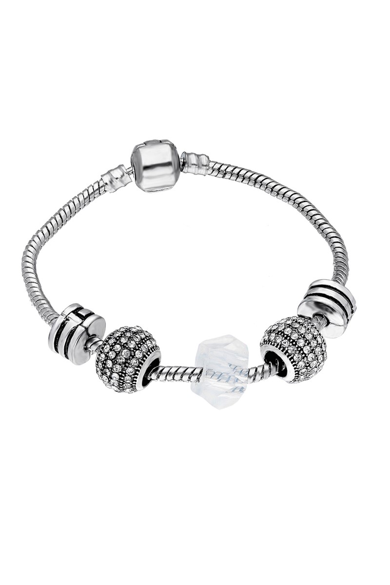 Bayan Gümüş Kaplama Zirkon Taşlı Charm Yılan Bileklik PS0535