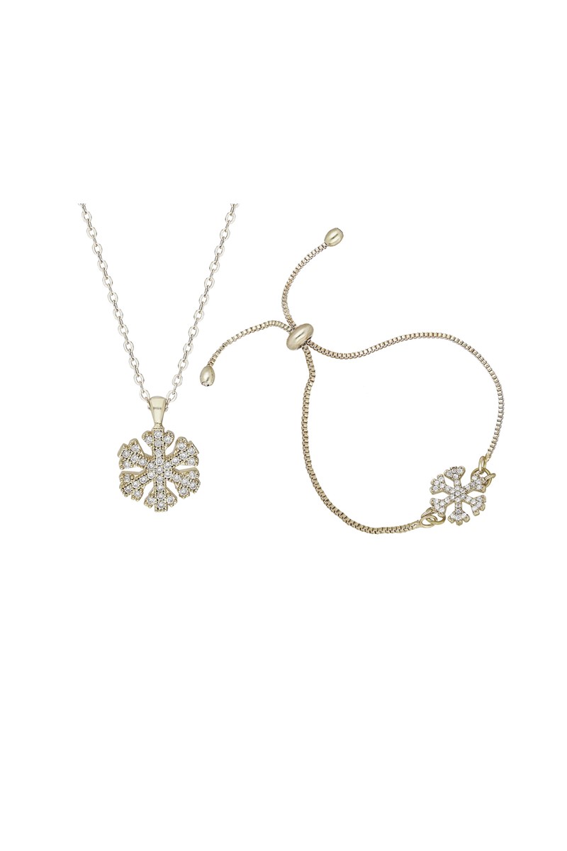 Bayan Zirkon Taşlı Kartanesi Kolye Bileklik Set  PS0650