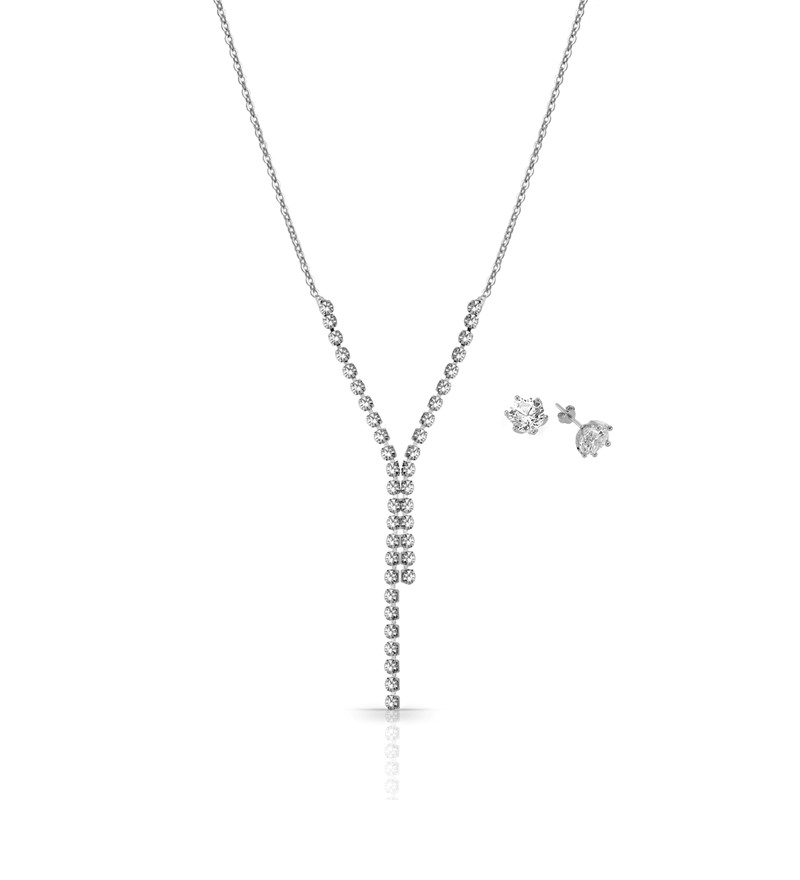 Gümüş Kaplama Su Yolu Kolye Küpe Set PS0795