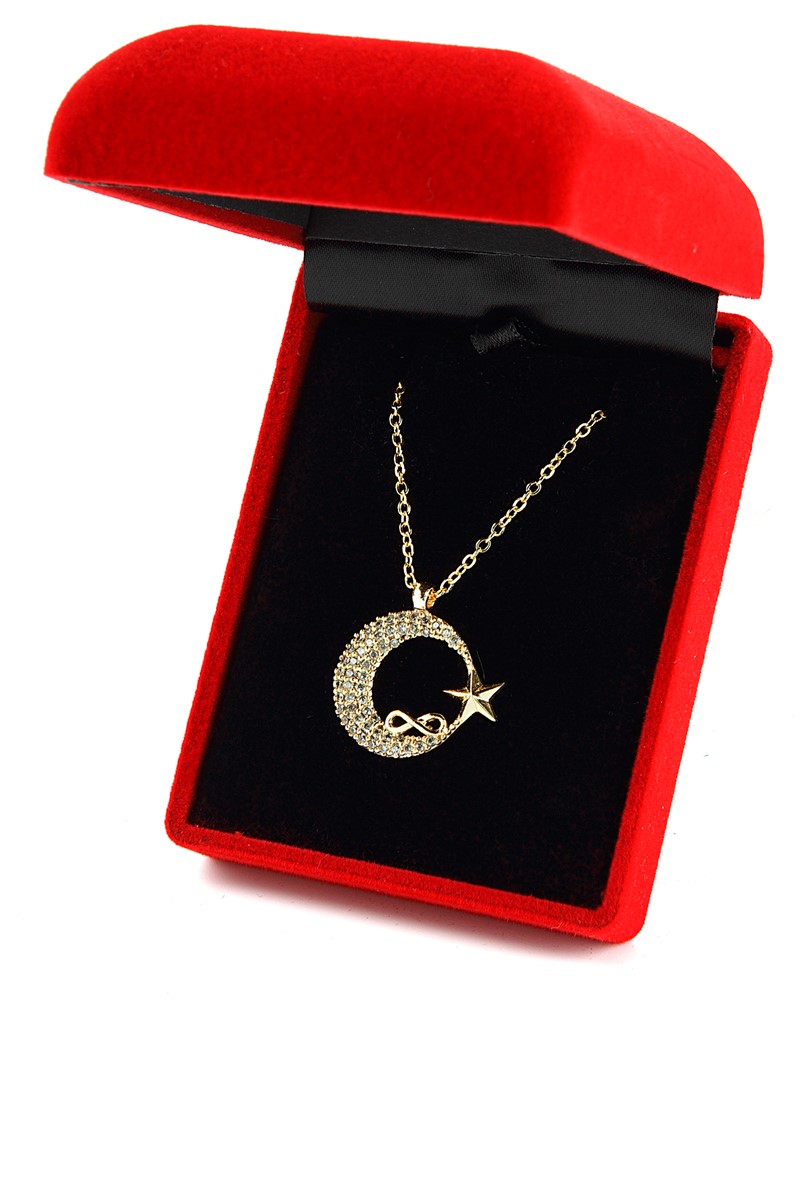 Forentina Zirkon Taşlı Ay Yıldız Kolye PS0993