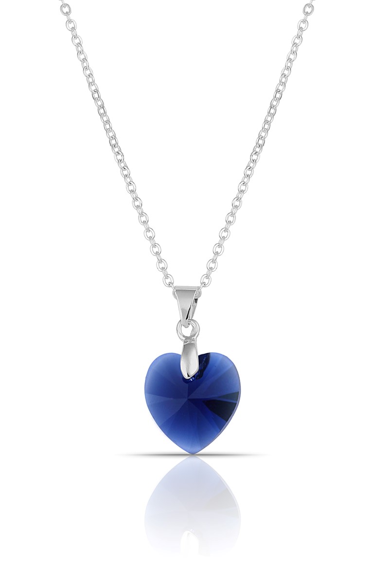 Forentina Lacivert Kristal Taşlı Kalp Kolye PS1053