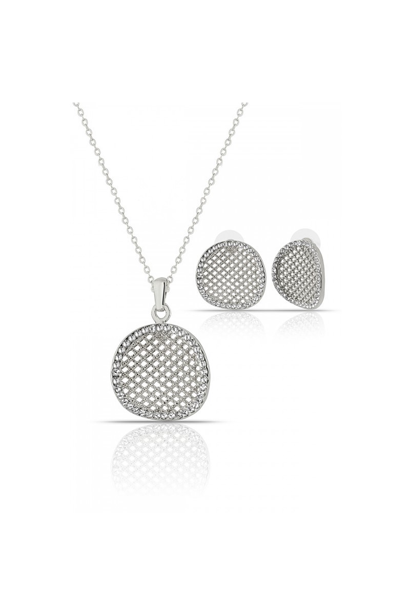 Forentina Gümüş Kaplama Geometrik Tasarım Kolye Küpe PS1409