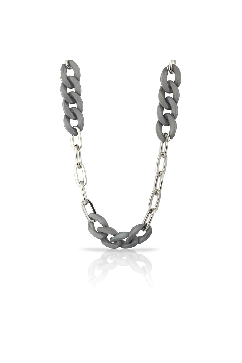 Forentina Gri Beyaz Çift Renk Zincir Kolye PS1484