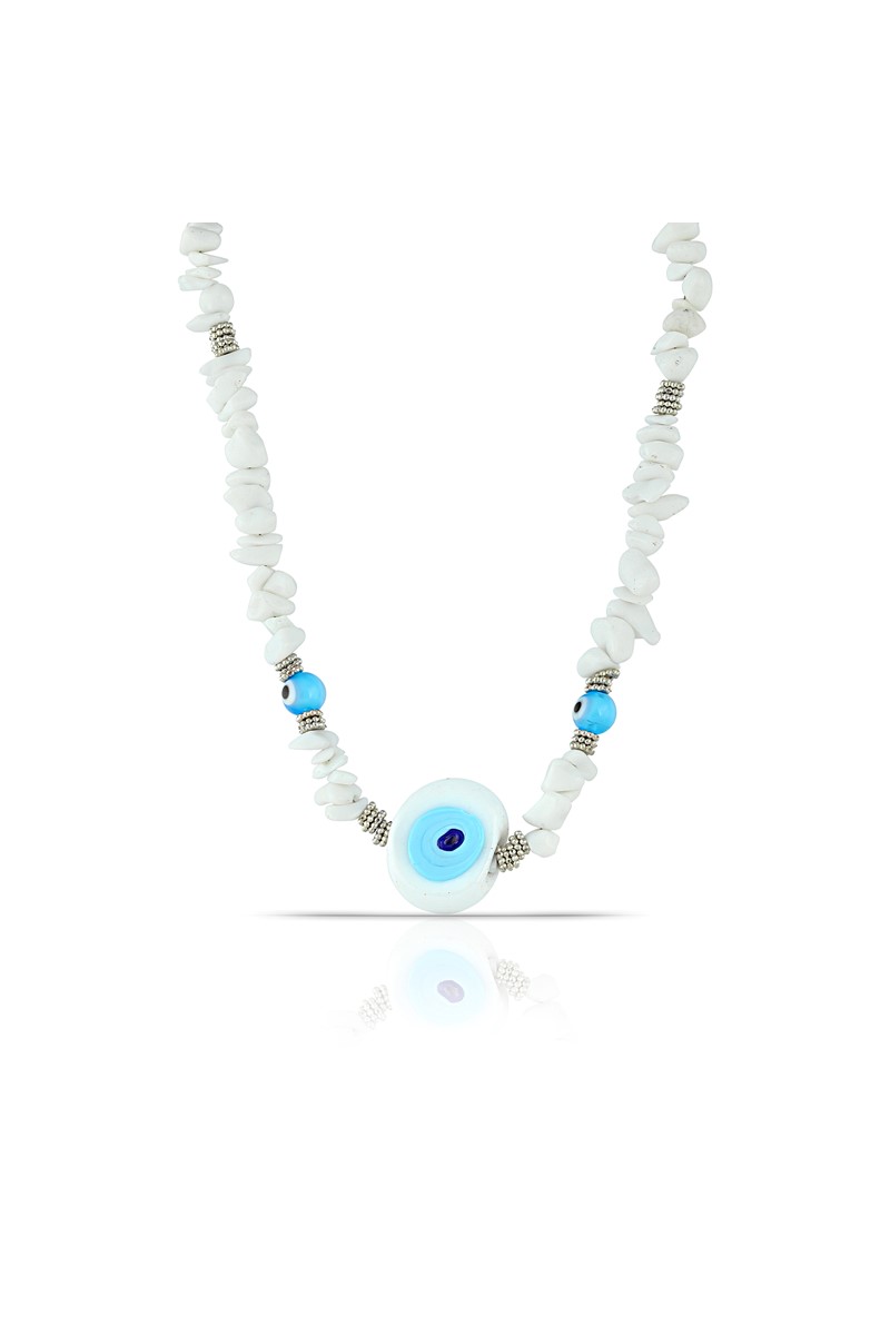 Forentina Beyaz Taşlı Nazar Boncuk Kolye PS1529