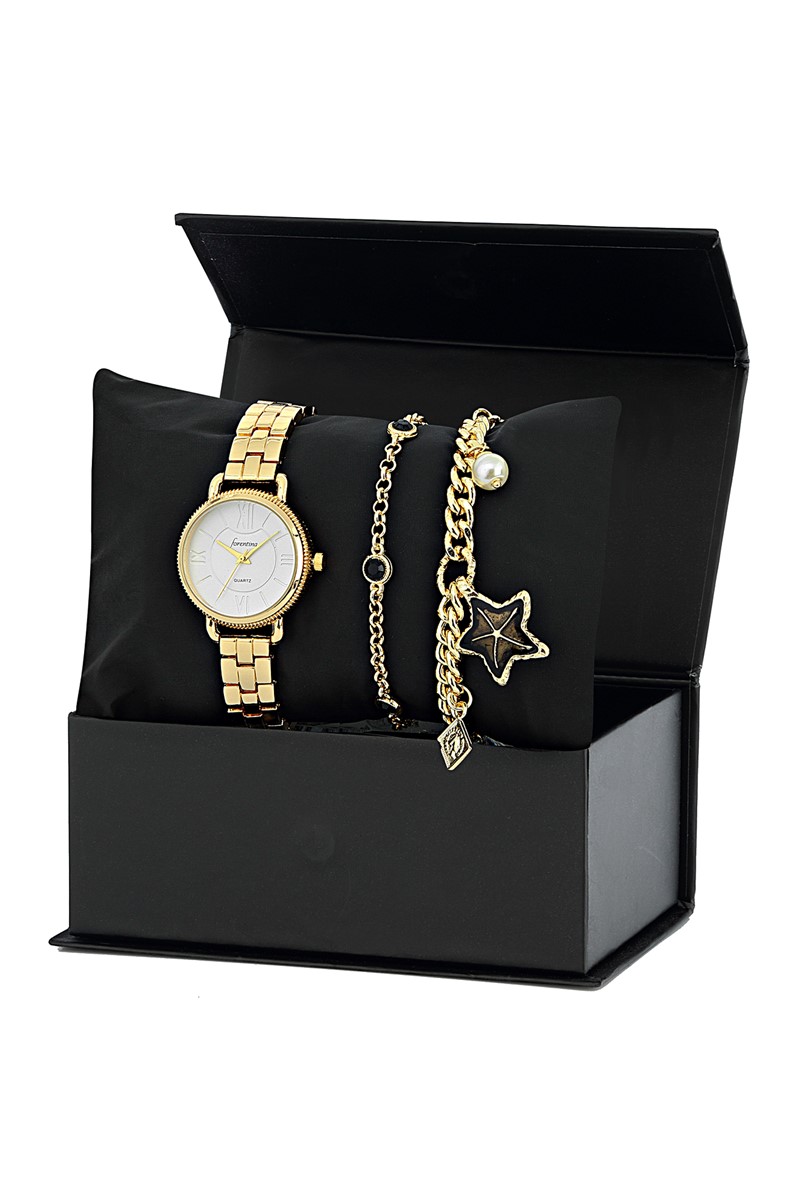 Forenina Bayan Kol Saat 2 Bileklik Hediye Set PS1561