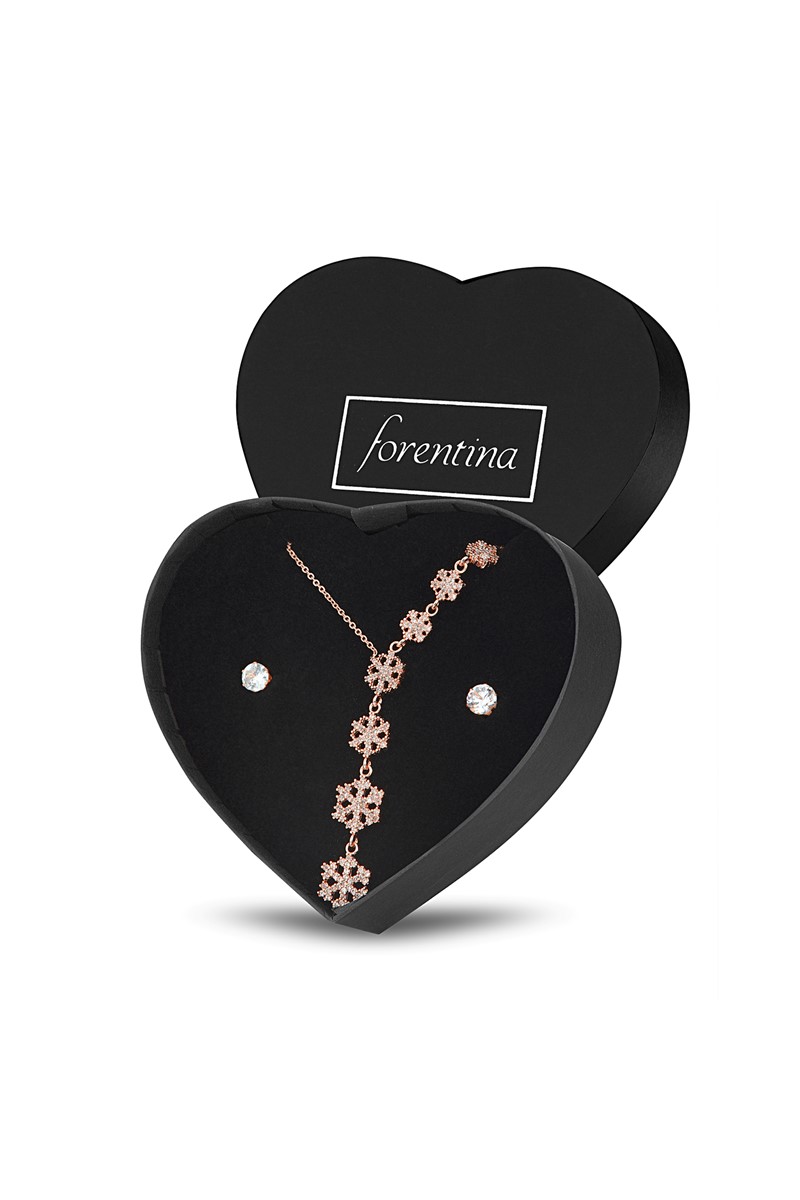 Forentina Rose Kar Tanesi Kolye Küpe Set PS1595