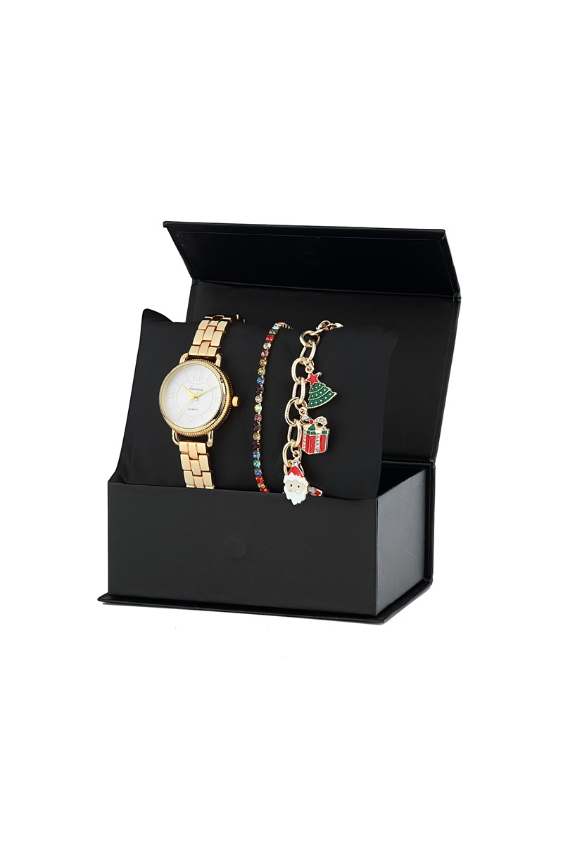Forentina Bayan Kol Saati Yılbaşı Figürlü Bileklik Kombin Set PS1600