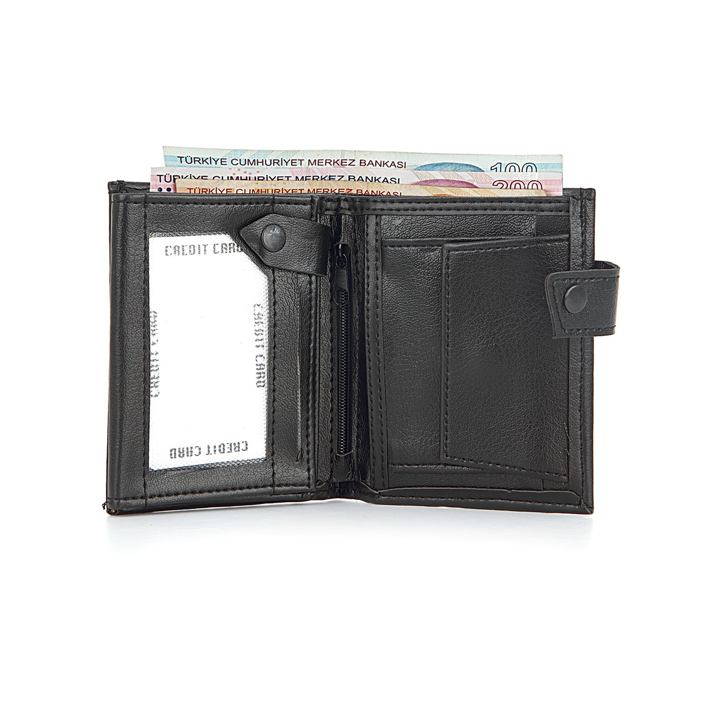 Forentina Erkek Siyah Dikişli Dikey Cüzdan PS1613