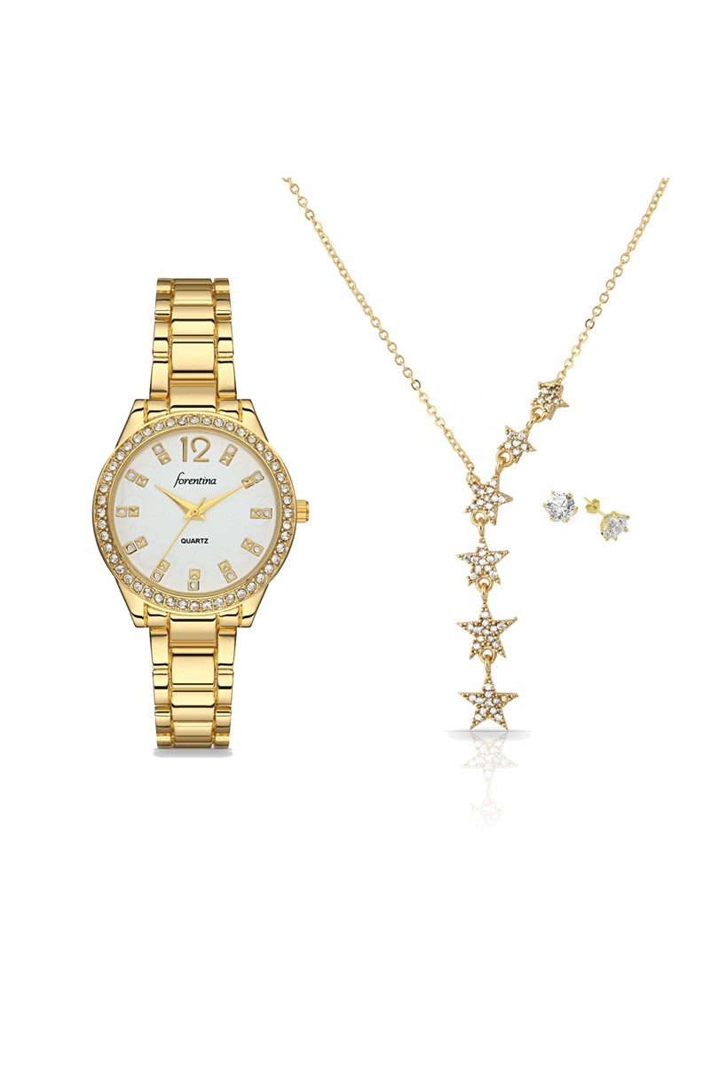 Forentina Bayan Kol Saati Yıldız Kolye Küpe Set PS1616