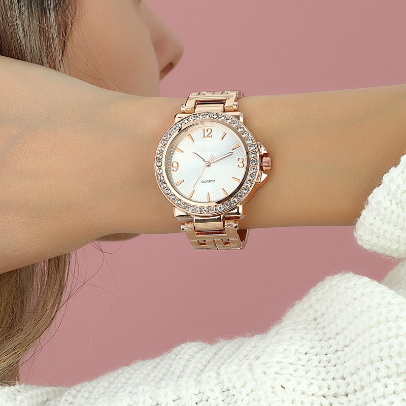 Forentina Rose Taşlı Kombin Saat Seti Hediye Set PS1652