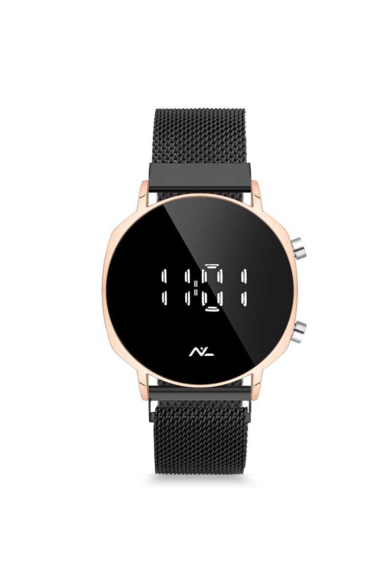 Forentina Siyah Hasır Rose Kasa Led Saat PS1721