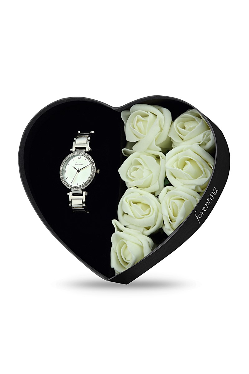 Forentina Beyaz Metal Kol Saati - Güllü Kutuda PS1742