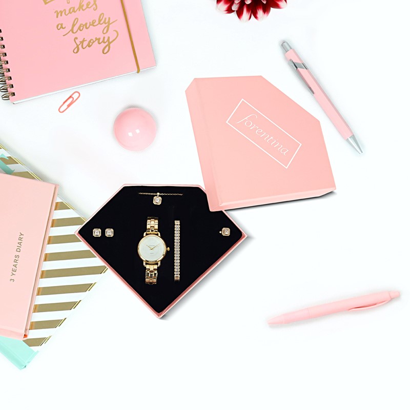 Forentina Tektaş Kolye Küpe Bileklik Yüzük Saat - Hediye Set PS1745