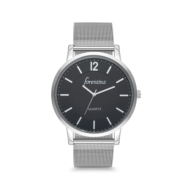 Forentina Gri Hasır Kol Saati - Kemer Cüzdan Kartvizit Bileklik Erkek Set PS1748