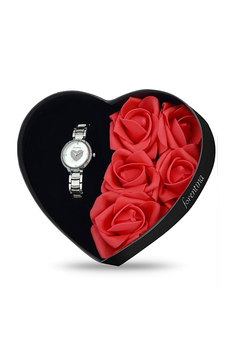 Forentina Güllü Kutuda Kalpli Bayan Kol Saati PS1757