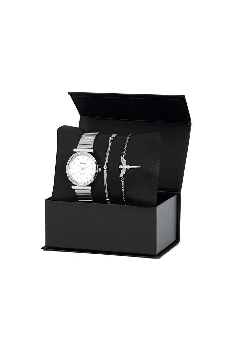 Forentina  Metal Kadın Kol Saati - Melek Bileklik Kombin Set PS1785