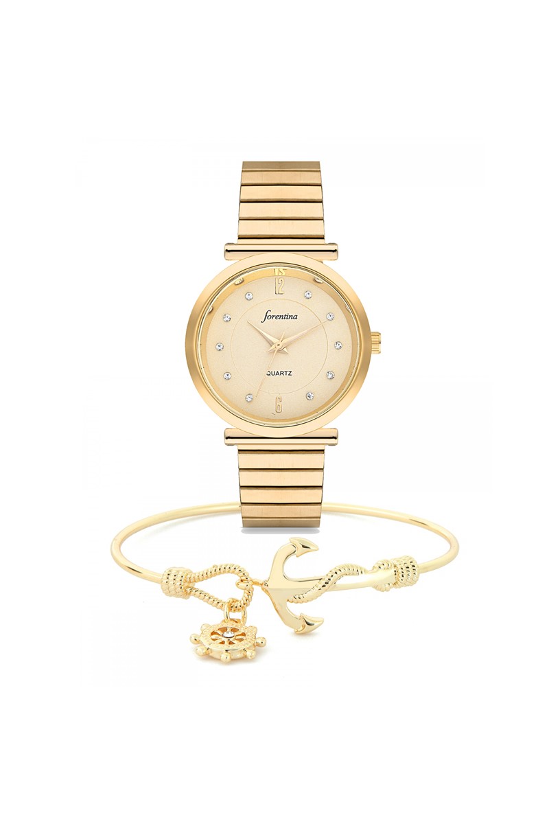 Forentina Metal Bayan Kol Saati - Çıpa Bileklik Kombin PS1795