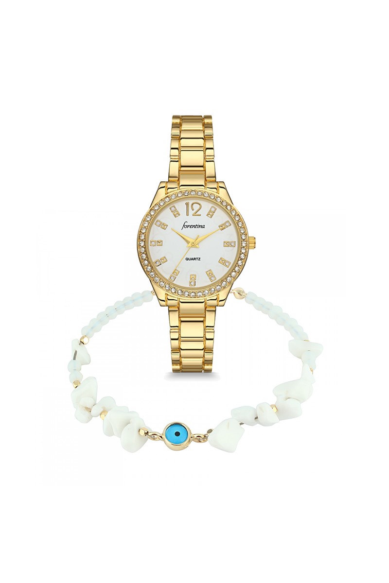 Forentina Metal Bayan Kol Saati - Nazar Boncuklu Bileklik PS1803