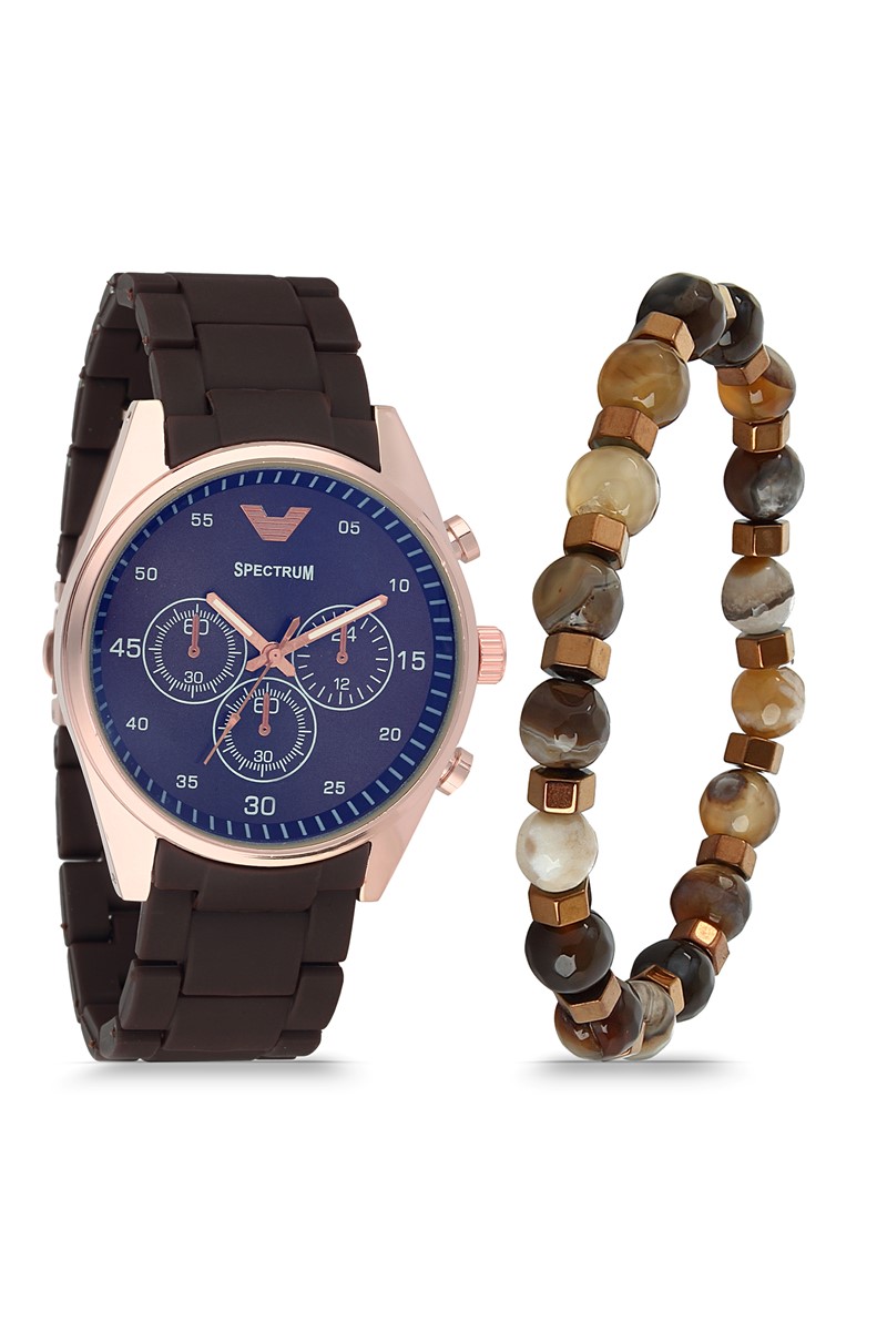 Forentina Kahvrengi Erkek Kol Saati Bileklik Kombin PS1817