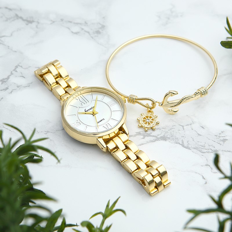 Forentina Bayan Metal Kol Saati Bileklik Kombin Set PS1822