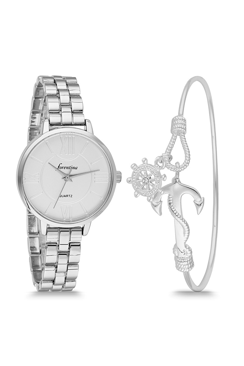 Forentina Bayan Metal Bayan Kol Saati Bileklik Kombin Set PS1824
