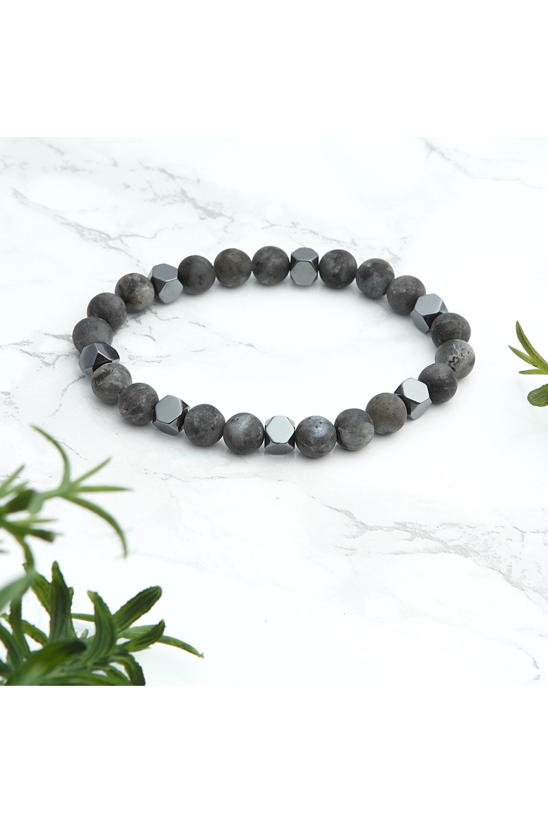 Forentina Gri Doğal Taş Erkek Bileklik PS1853