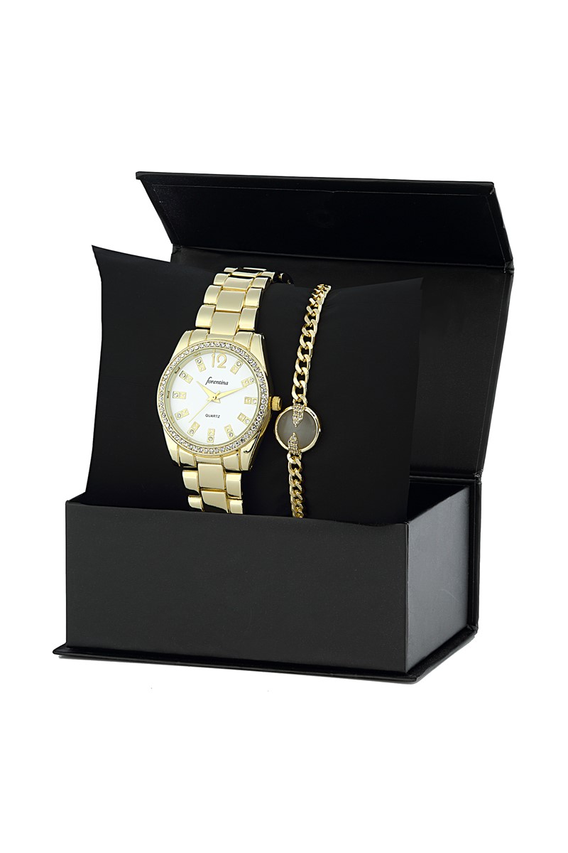 Forentina Bayan Metal Kol Saati - Bileklik Hediye Set PS1942