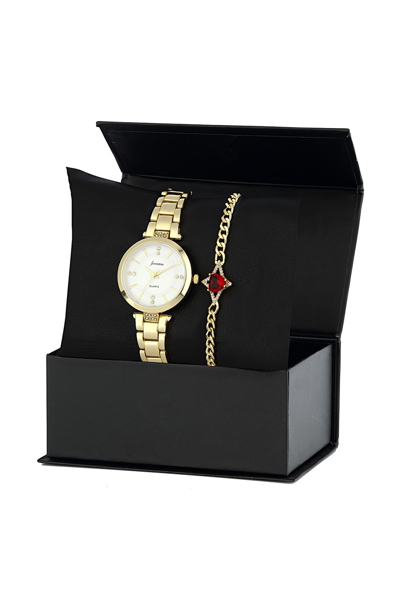Forentina Metal Bayan Kol Saati - Bileklik Hediye Set PS1944
