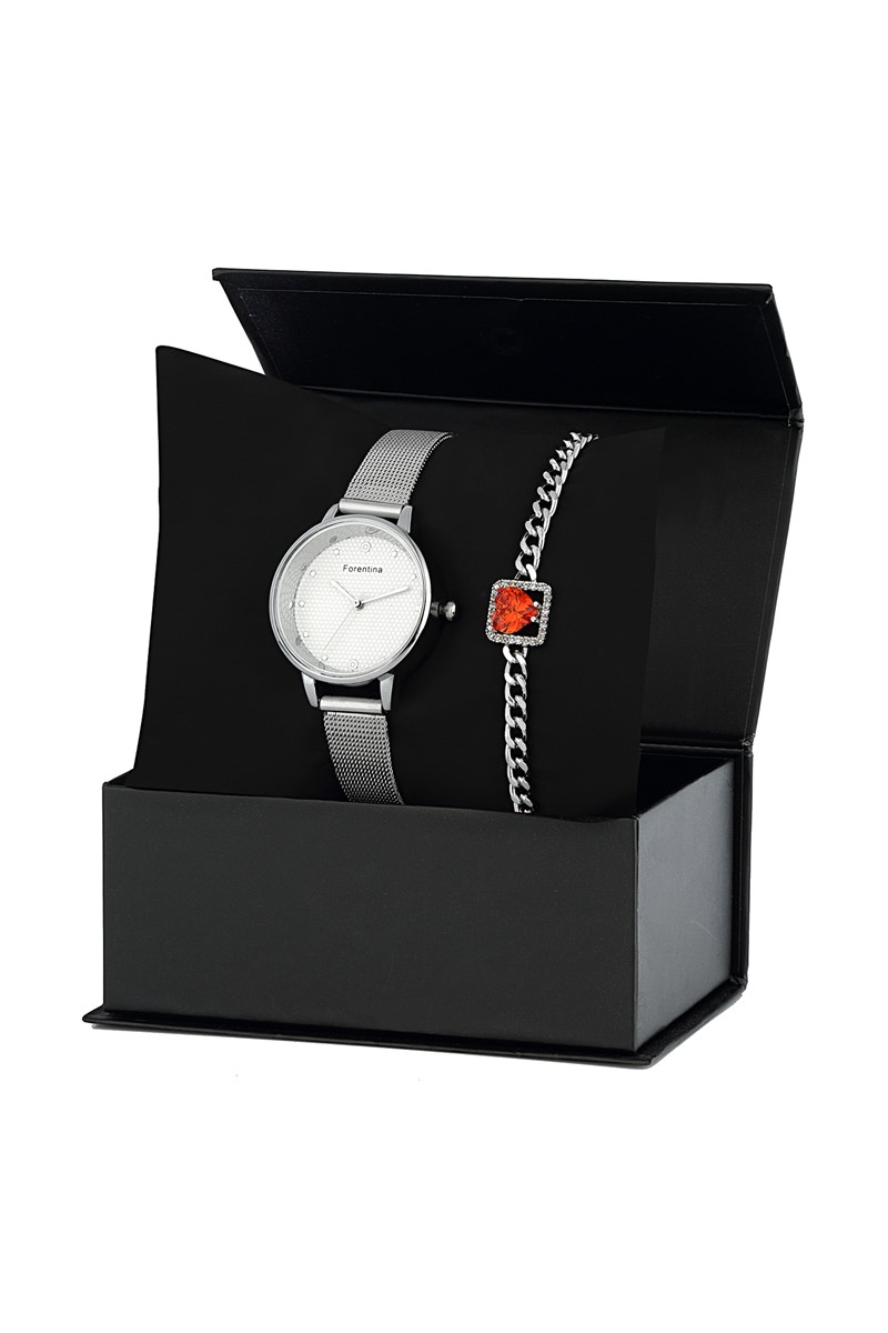 Forentina Metal Bayan Kol Saati - Bileklik Hediye Set PS1945