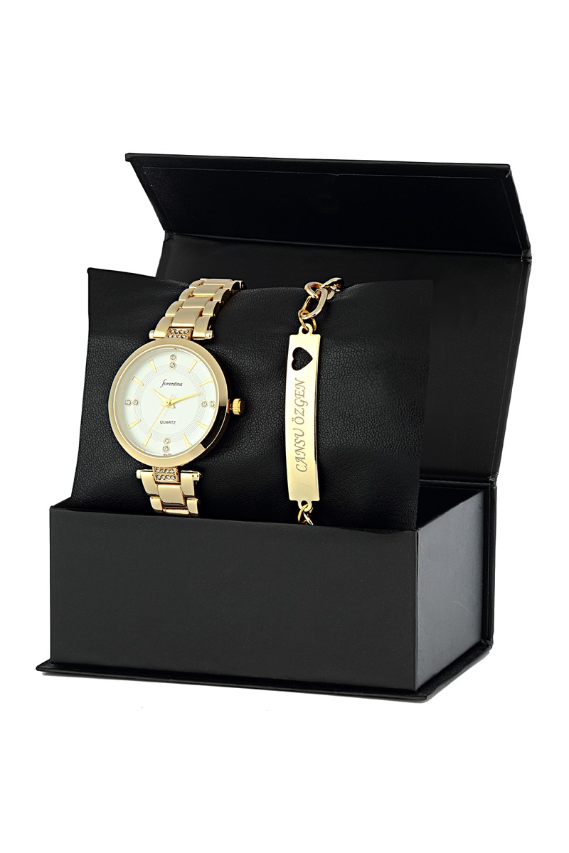 Forentina Metal Bayan Kol Saati Kişiye Özel Bileklik Set PS1999