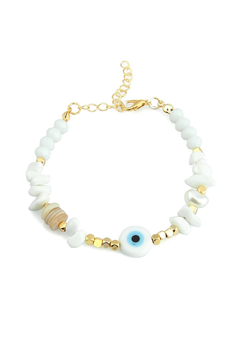 Forentina Bayan Beyaz Nazar Boncuklu Bileklik PS2016